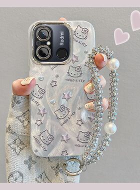 适用小米红米12c手机壳22120RN86C带镜头膜redmi12C全包软边hongmi12c新款女生hm12c保护套c12防摔可爱手链潮