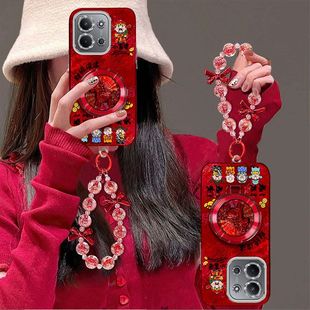 适用小米红米Note15R手机壳25057RA09C带镜头膜redmi新年女款nota保护套5G全包边防摔noto支架手链n0te高级红