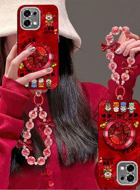 适用OPPOA6手机壳PLS120带镜头膜opopa65G保护套0pp0a新年女款poopa全包边防摔opoo手链支架红色喜庆高级文字