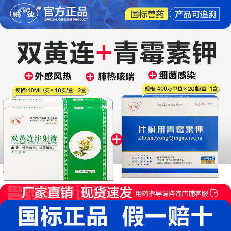 400万单位青霉素钾兽用兽药双黄连注射液猪牛羊猫狗感冒发热咳喘
