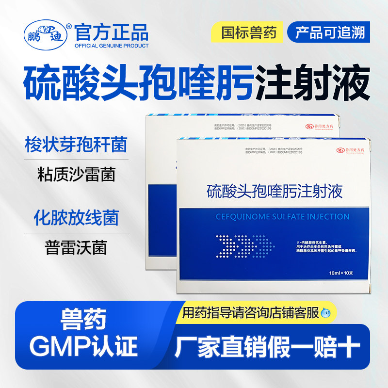 鹏迪硫酸头孢喹肟注射液兽药兽用牛羊仔猪用四代头孢混悬液猫狗鸡