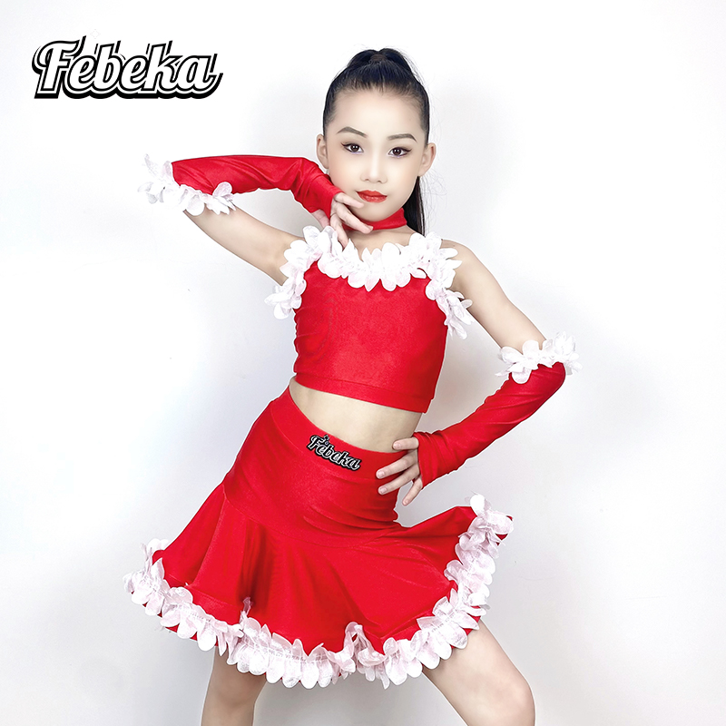 菲贝咔女童大裙摆拉丁舞服练功服