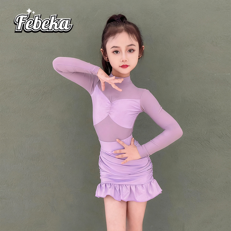 拉丁舞服练功服秋冬款女童演出服
