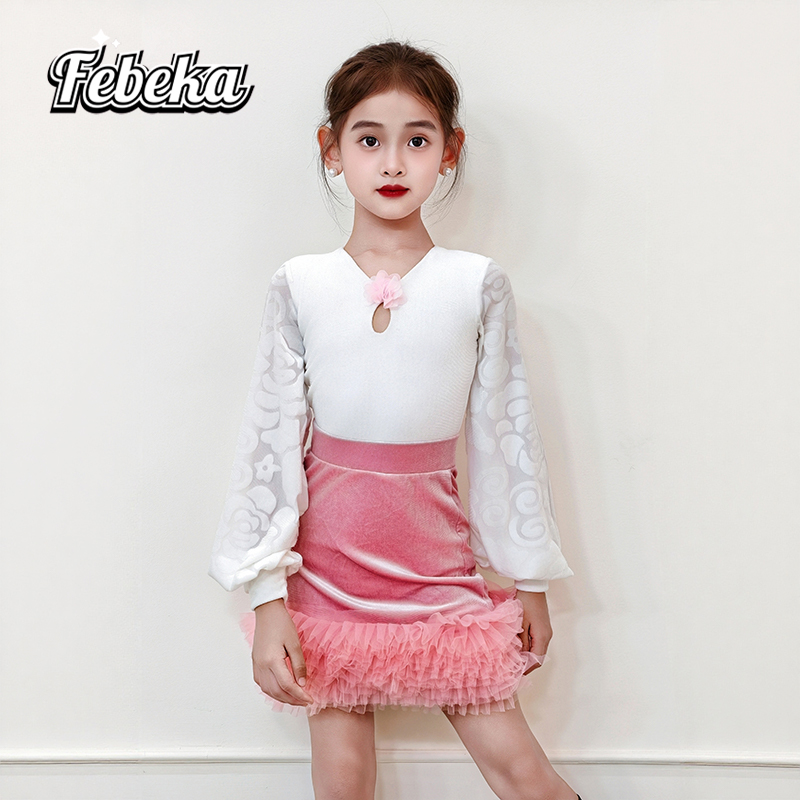 拉丁舞服练功服秋冬款女童演出服