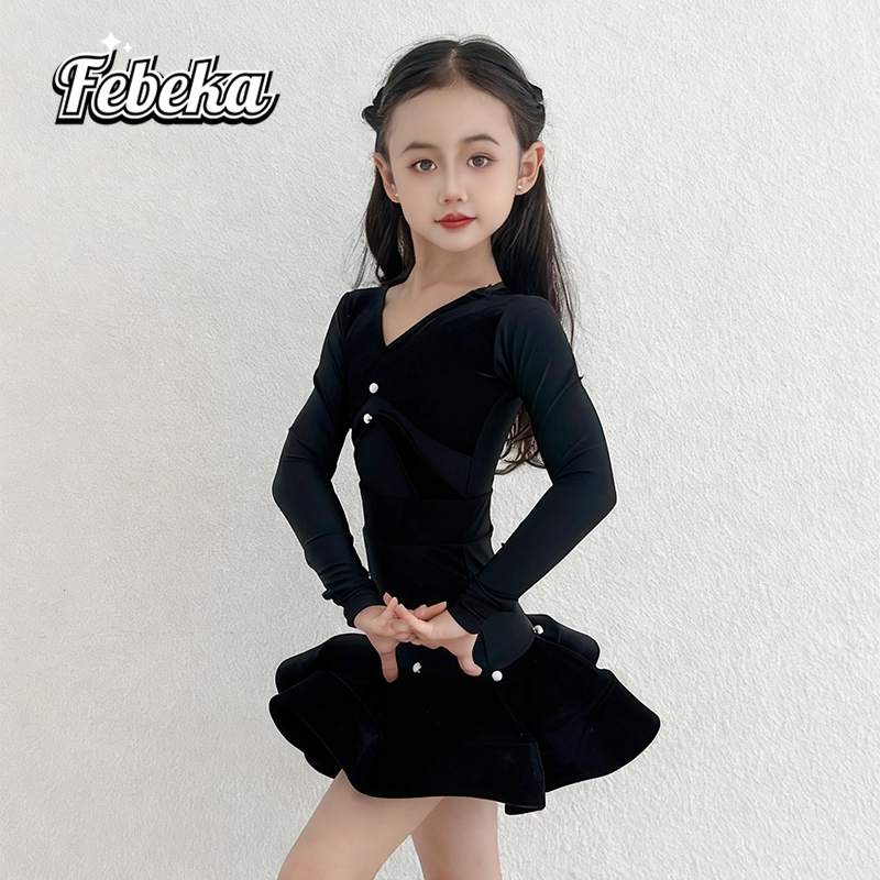 拉丁舞服练功服秋冬款女童演出服