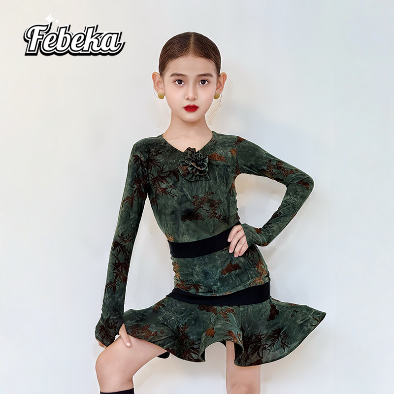 拉丁舞服练功服秋冬款女童演出服