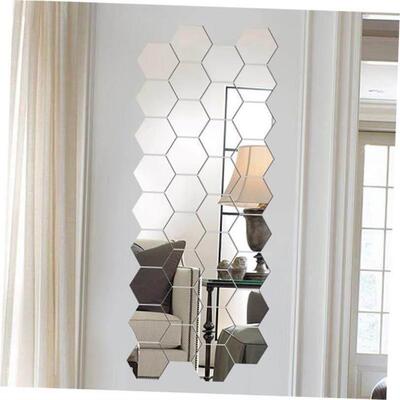 12Pcs 3D Mirror Wall Sticker Home Decor Hexagon Decorations