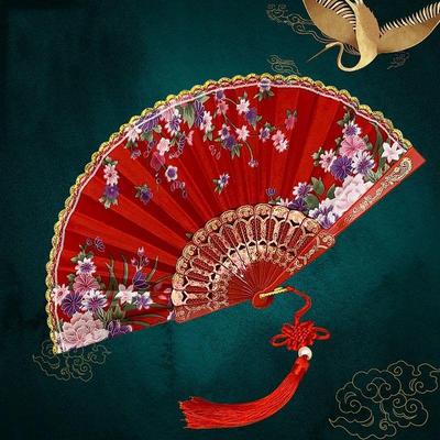 Silk Cloth Folding Fan Traditional Chinese Dancing Fans Hand