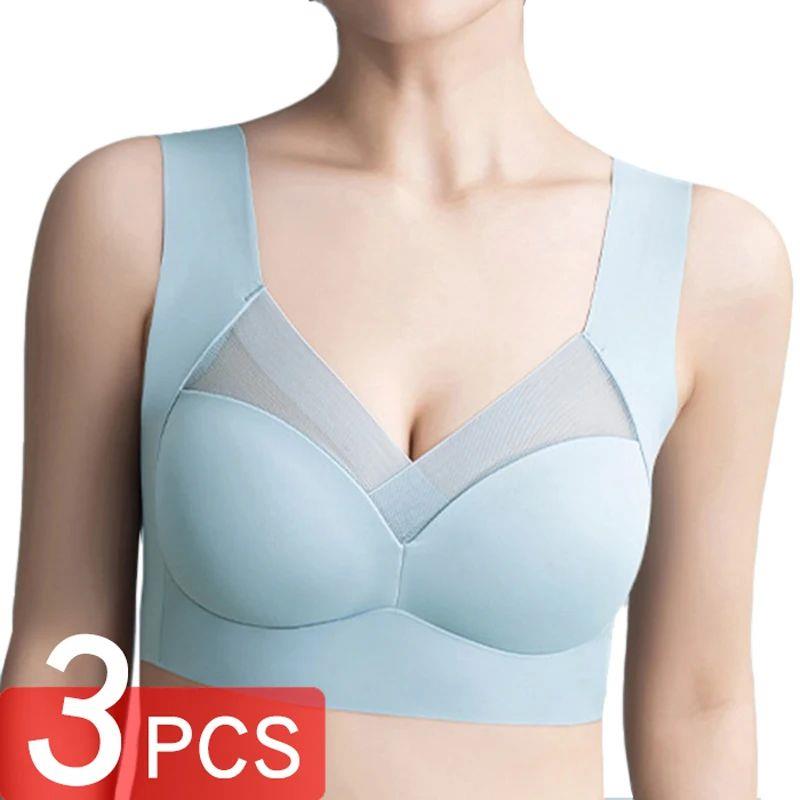 3 Pcs Sexy Seamless Plus Size Bra Push Up Sports Brassiere W