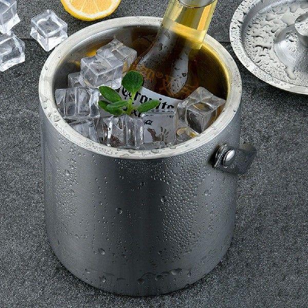 Double Wall Stainless Steel Ice Bucket with Lid Ice Cube
