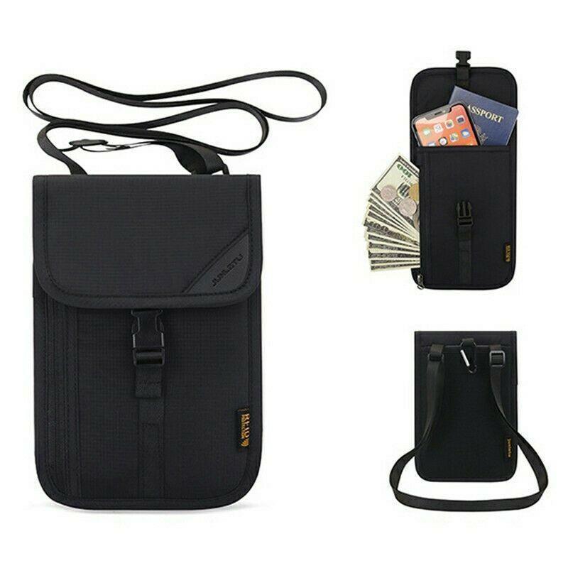 RFID Passport ID Bag Travel Multi-Functional Hanging Neck Sm