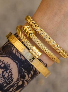 Titanium Steel Bracelet Set Punk Style Men Boy Roma Bracelet