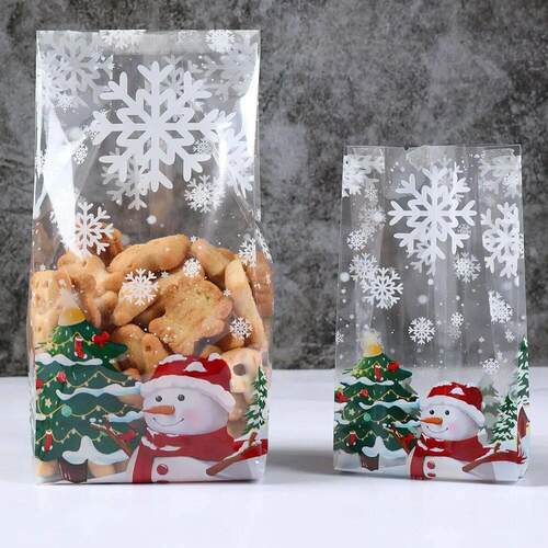 50个圣诞雪人透明糖果袋礼物饼干B