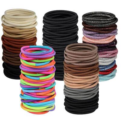 10/50pcs 4mm Mix Color Black No Damage Elastics Hair Ties Ba