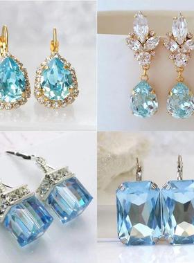 Lake Blue Water Drop Cubic Zirconia Earrings Women