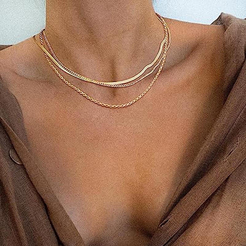 Women Simple Dainty Gold Layered Necklaces Jewelry Gift