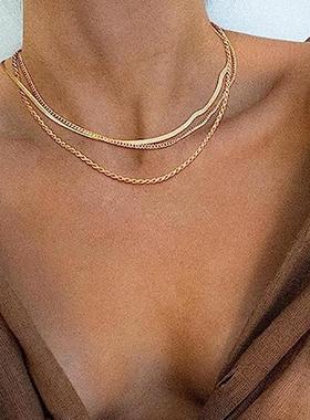 Women Simple Dainty Gold Layered Necklaces Jewelry Gift