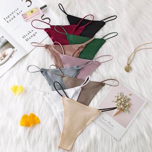 Women Sexy Thongs G-String Ladies Silky Hipster T-Back ,S-XL
