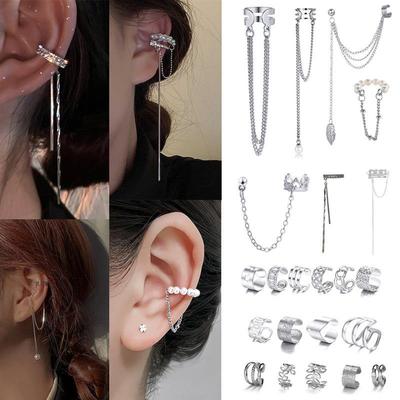 JWER cate Tassel Clip Earrings Female Buckle Ear Cuff No Pie