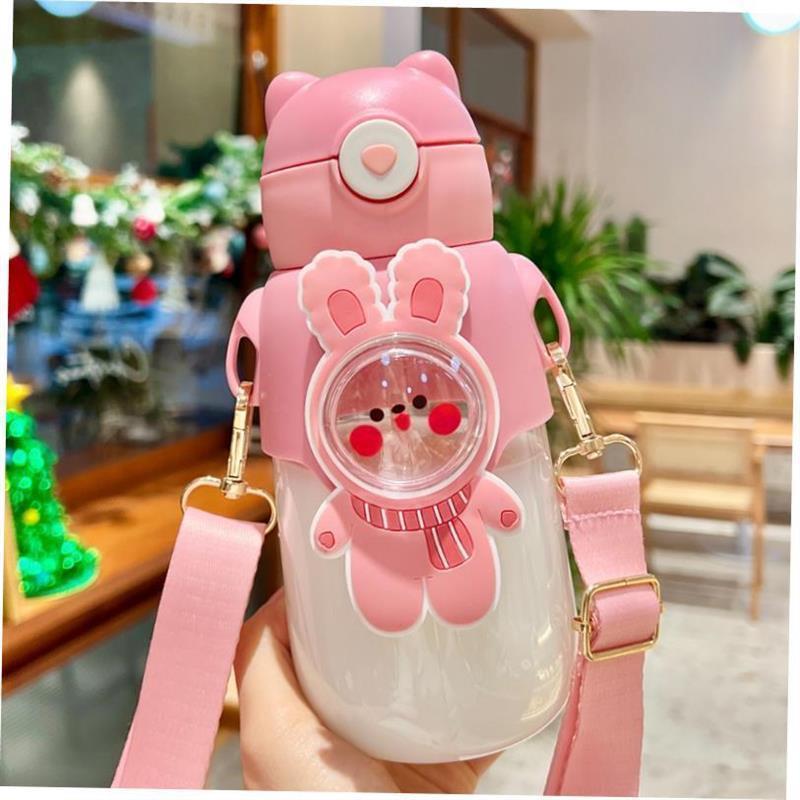 680ML Kids Water Bottle with Straw for Children Girls School