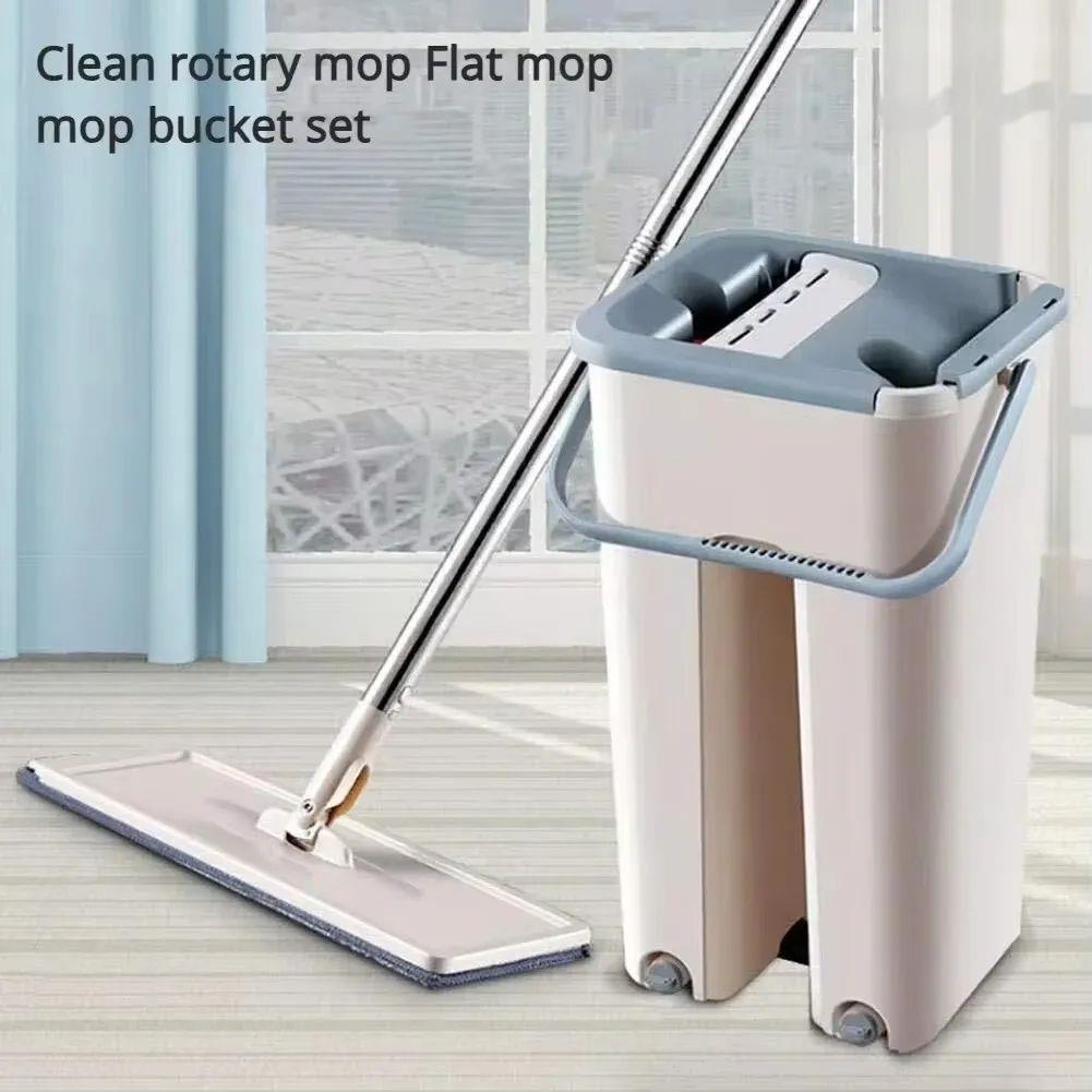 Flat Mop with Ultra-Fine Fiber Head, Rotary Mop Bucket Set a