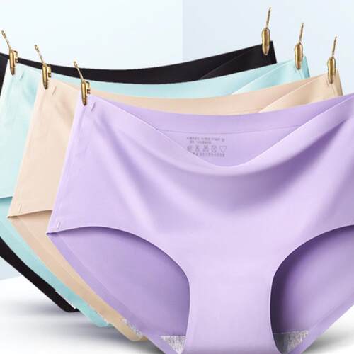 Women Seamless Panties Mid Waist Briefs Knickers Underwear