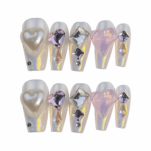 Aurora -length Press on Nails Full Cover Square Artificial