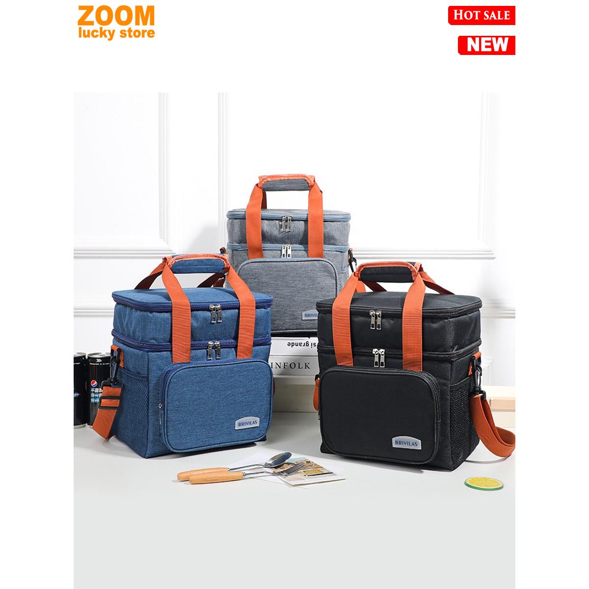 Large Double layered Cooler Bag Insulated Lunch Bag cold box