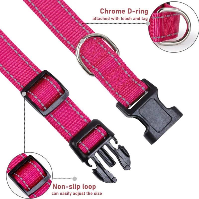 Reflective Dog Collar Strap With Adjustable Safety Nylon Pet