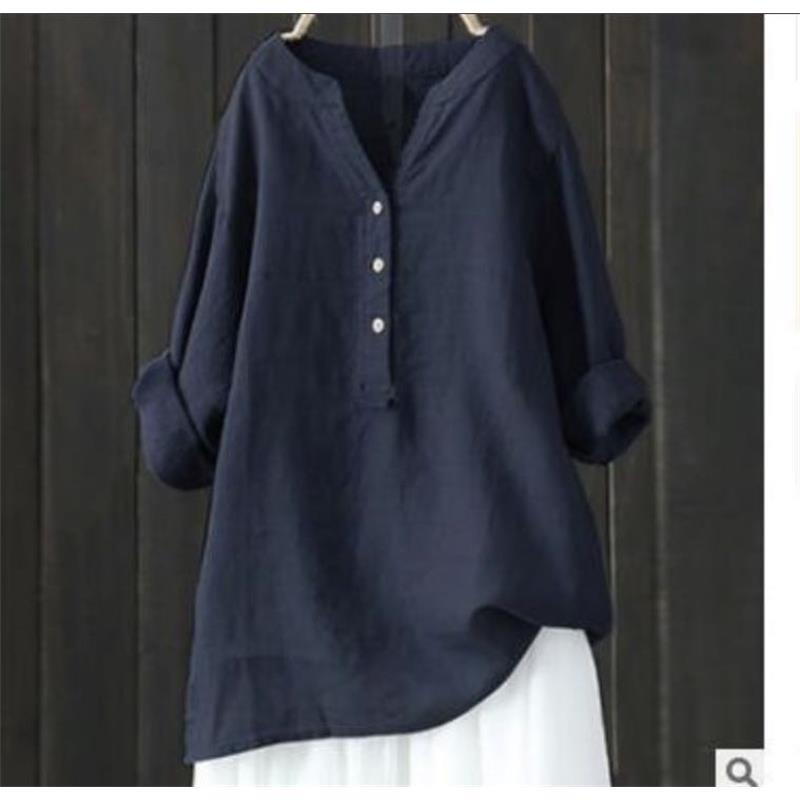 Loose fitting cotton linen top for women