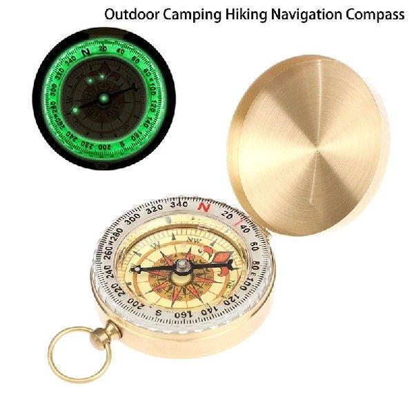 Camping Hiking Pocket Brass Golden Compass Portable Compass