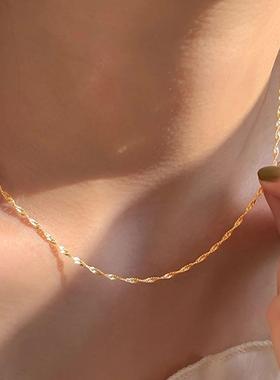 Exquisite Gold Plated Stainless Steel Thin Chain Necklace fo