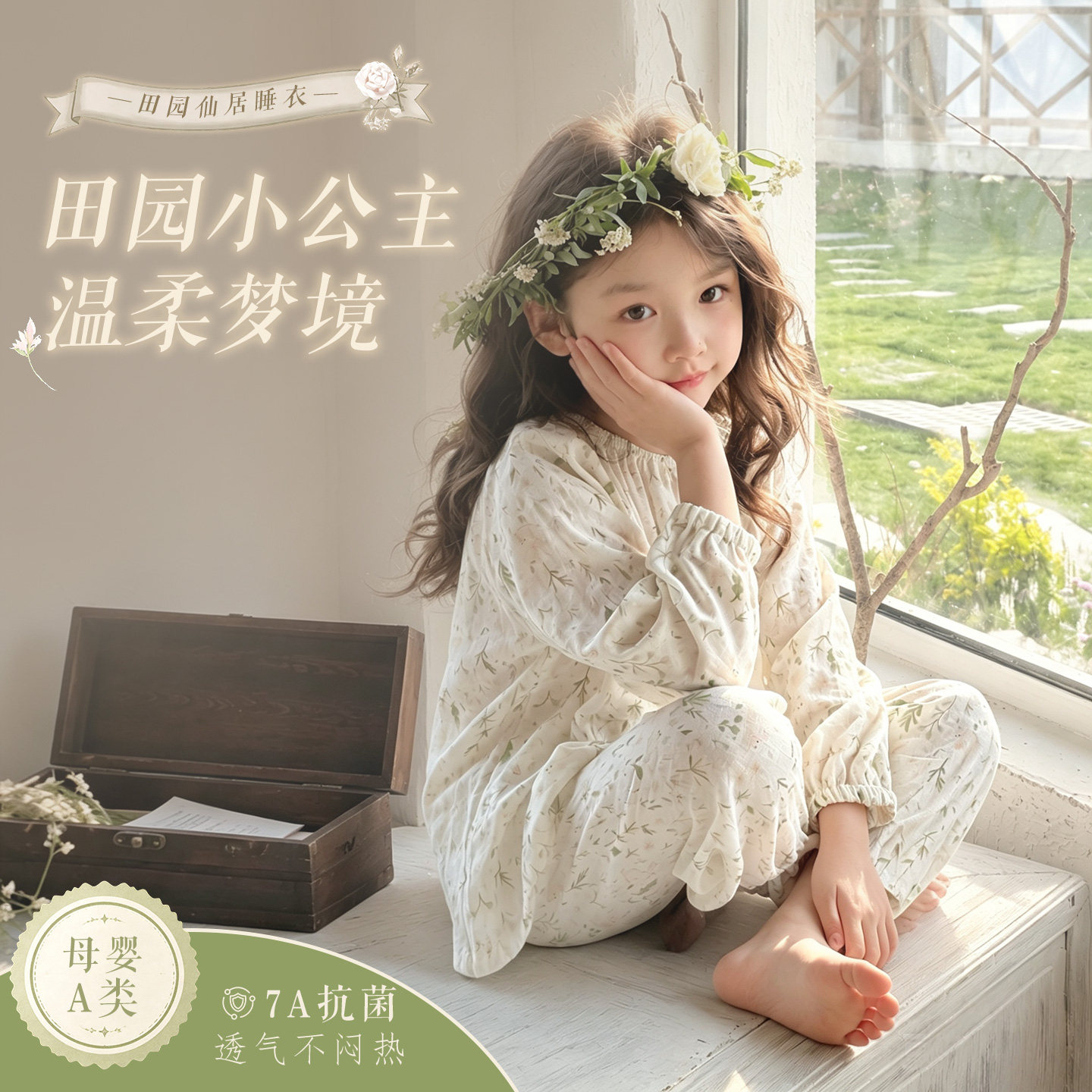 漂亮女童家居服套装纱布公主睡衣