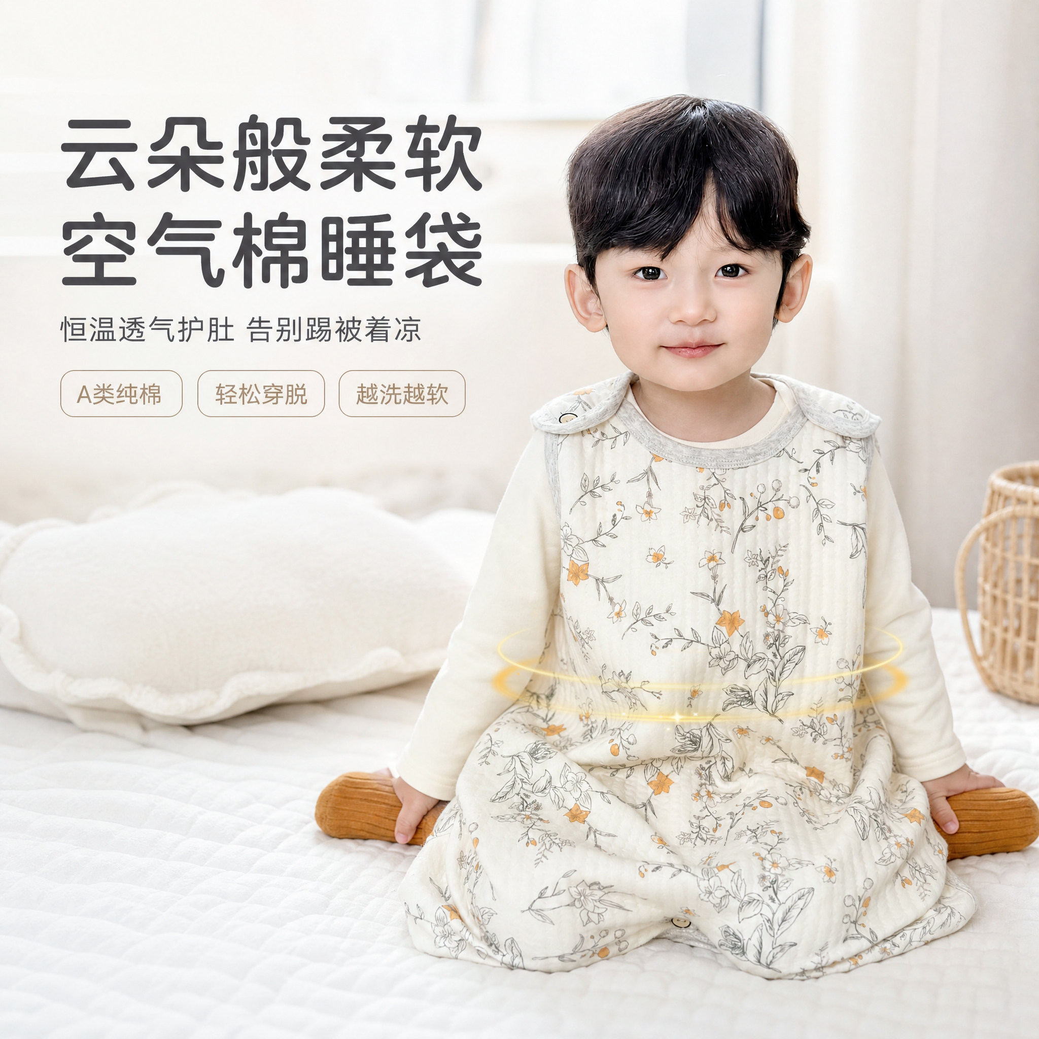 婴儿背心睡袋春秋款通用连体睡衣