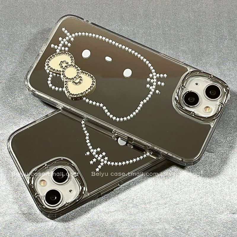 可爱卡通星星HelloKitty适用苹果16Promax手机壳镜面iphone15pro新款14小众14pro硅胶13防摔16pro创意全包女