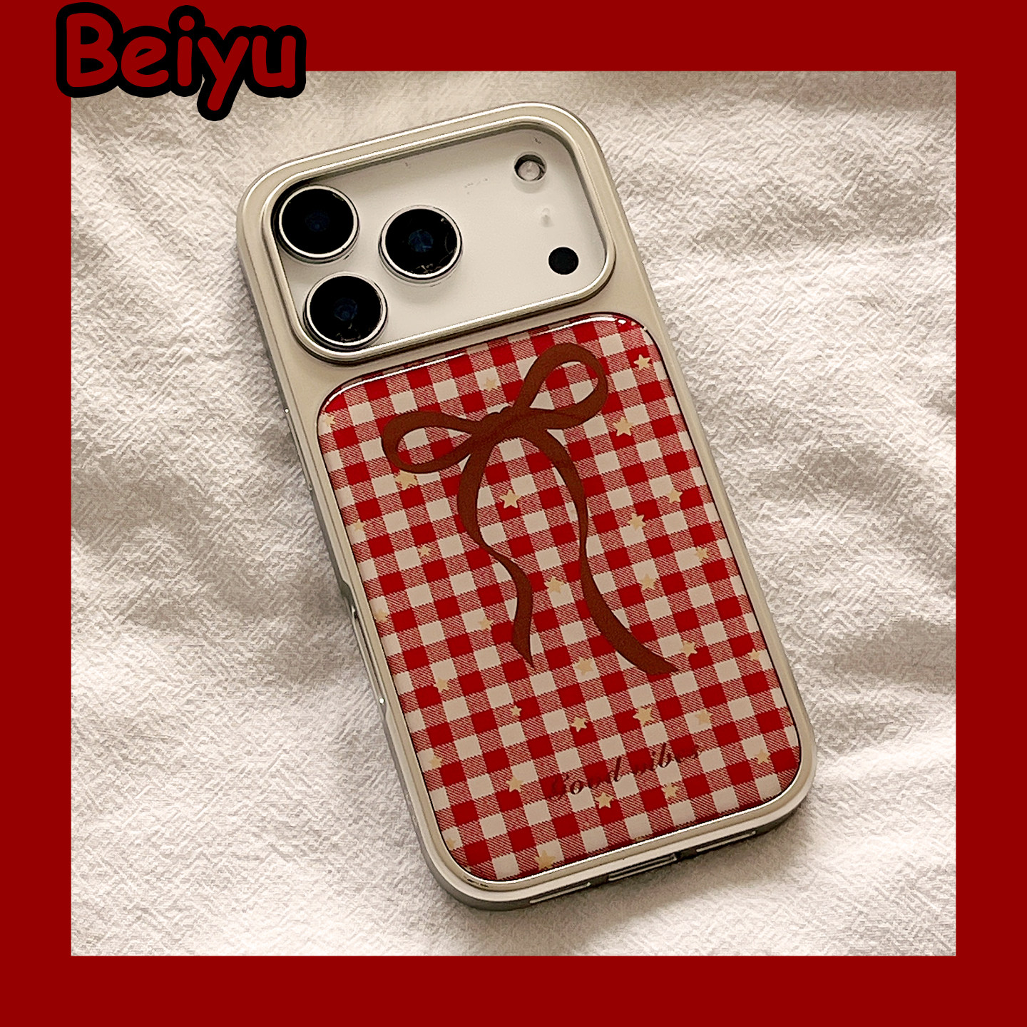 波格纹蝴蝶结适用苹果手机壳