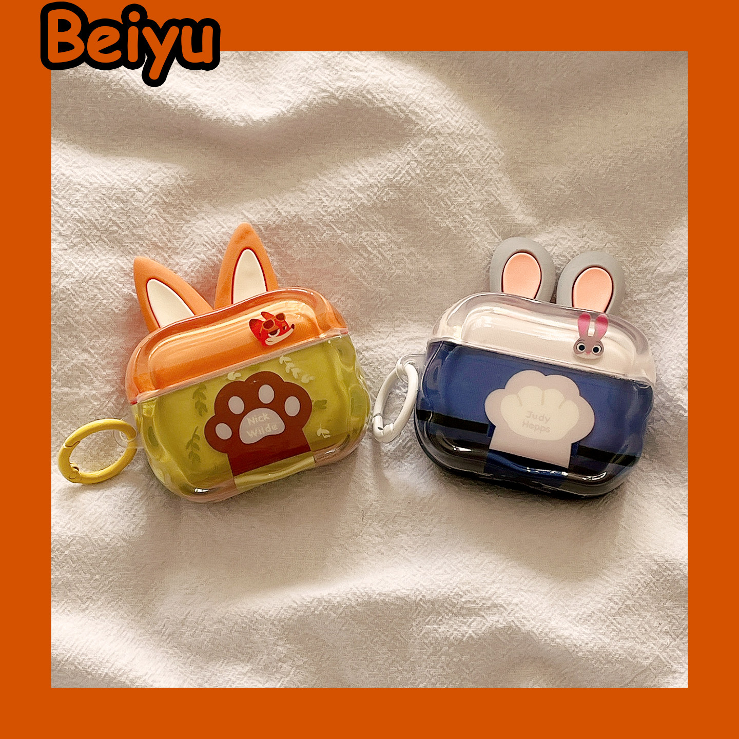 卡通疯狂动物城朱迪尼克狐情侣适用airpodspro3苹果无线蓝牙耳机壳airpods4新款airpods1/2代耳机套pro保护套