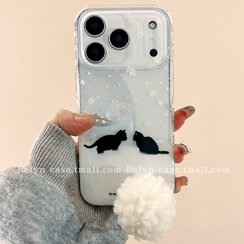 雪地猫咪适用苹果手机壳