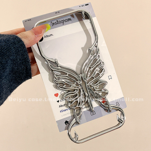 ins高级感蝴蝶无边框镂空适用苹果17Promax手机壳iphone16pro新款 15pro小众14情侣13硅胶17pro超薄12全包11女
