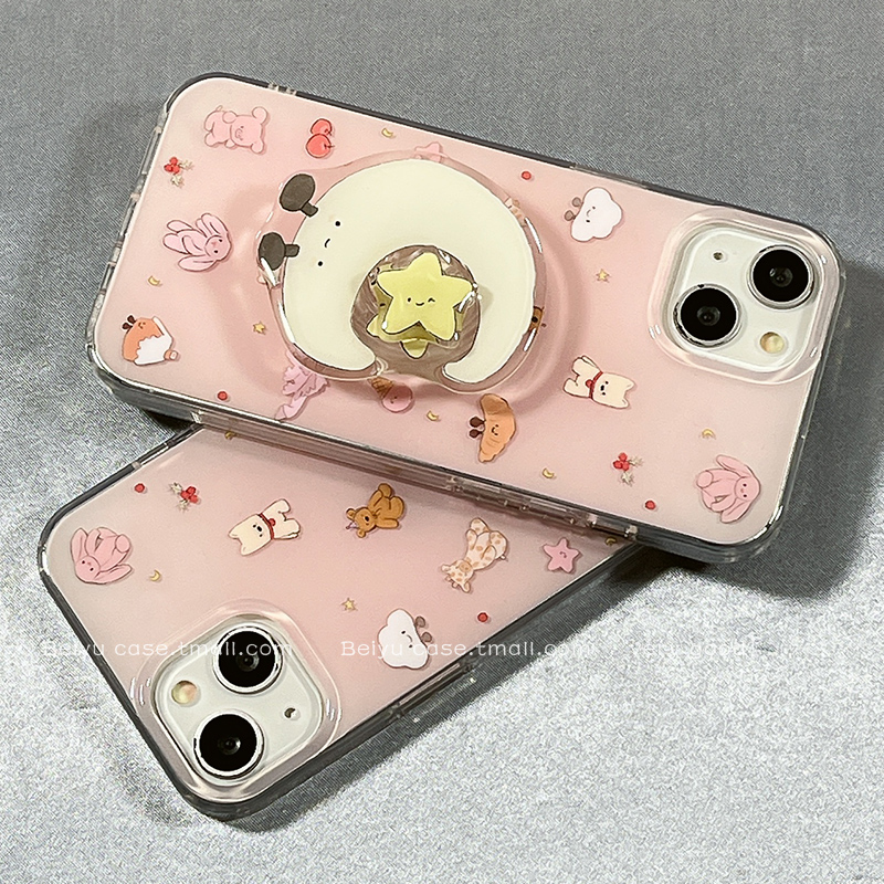可爱卡通jellycat星星月亮适用苹果16Promax手机壳iphone15pro新款14小众14pro硅胶13防摔16pro带支架15全包