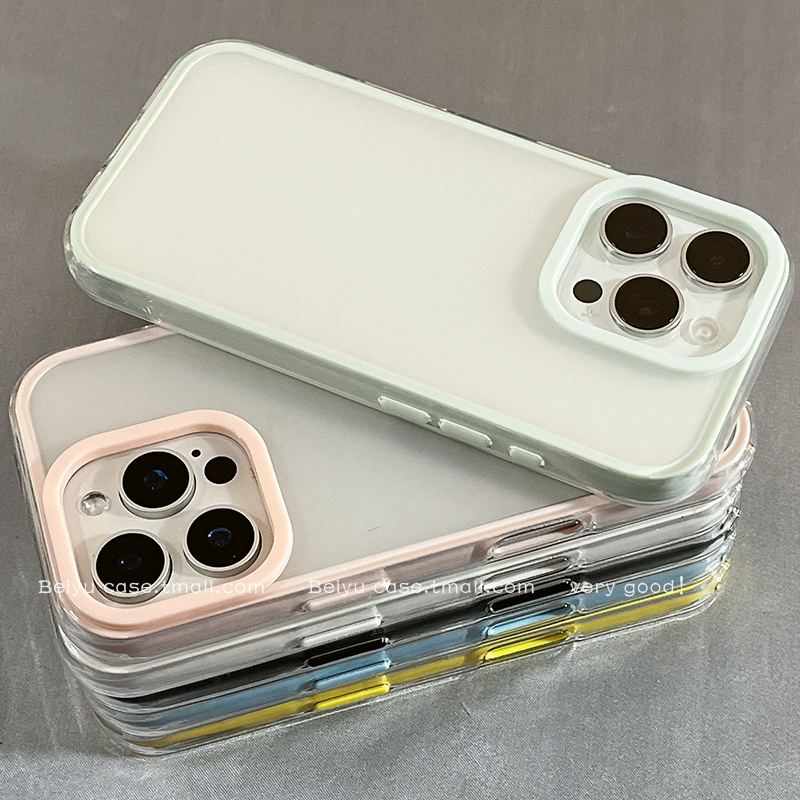 ins简约纯色透明肤感适用苹果16手机壳磨砂二合一iphone15promax新款14小众14Pro硅胶13情侣16Pro全包防摔女