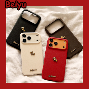 新年红色立体小金马适用苹果17Promax手机壳iphone16pro新款15pro小众13情侣14pro硅胶17pro皮质2026马年全包