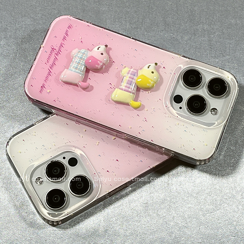 可爱泼墨立体腊肠狗适用苹果16Promax手机壳iphone15pro新款14小众14pro硅胶13粉色少女16pro有趣创意15全包