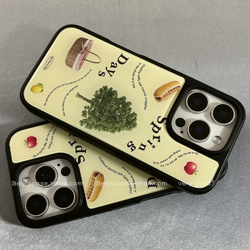 韩系小清新简约小树字母适用苹果16Promax手机壳高级感iphone15pro新款14小众14pro硅胶13防摔16pro创意全包