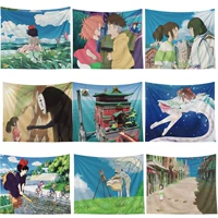 Spirited Away Nền đơn giản Vải đỏ Treo tấm thảm Hayao Miyazaki Phim hoạt hình Anime Phòng khách trang trí phòng ngủ - Tapestry thảm vải treo tường