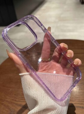 【透紫色闪粉】适用iPhone14promax手机壳爆款细闪透明苹果13亚克力全包plus防摔简约12高级感11男女新款