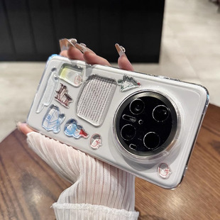 手机壳新款 适用于华为mate70pro 轻薄透明mate60全包镜头立体雪人50创意pura80情侣男女硬 赠DIY滴胶贴纸