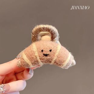 温柔面包坊可爱羊角包毛毡鲨鱼夹甜美新款甜甜圈发抓发夹抓夹夹子