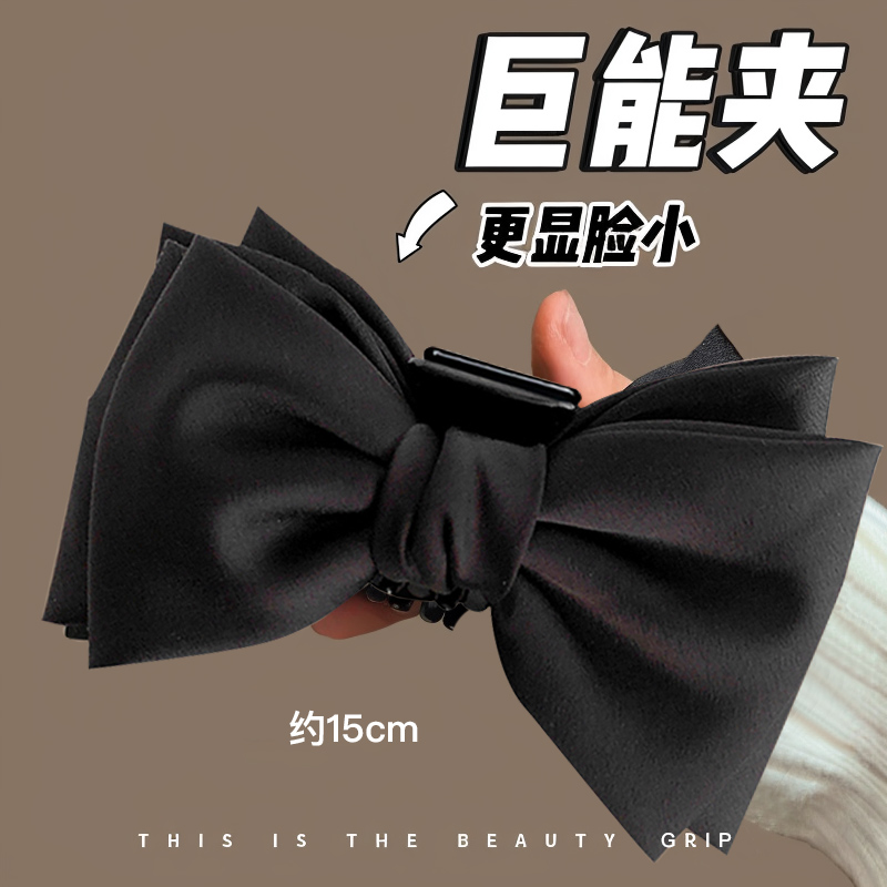 黑色在逃公主蝴蝶结发夹高级感