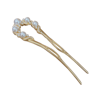 高级感仿珍珠u型发簪女新中式盘发簪子古风2026新款发张钗子头饰